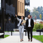 people walking on commercial grounds